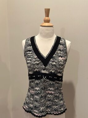 Missoni Designer Brown Gray Sleeveless Knit Top Size 10 (US)